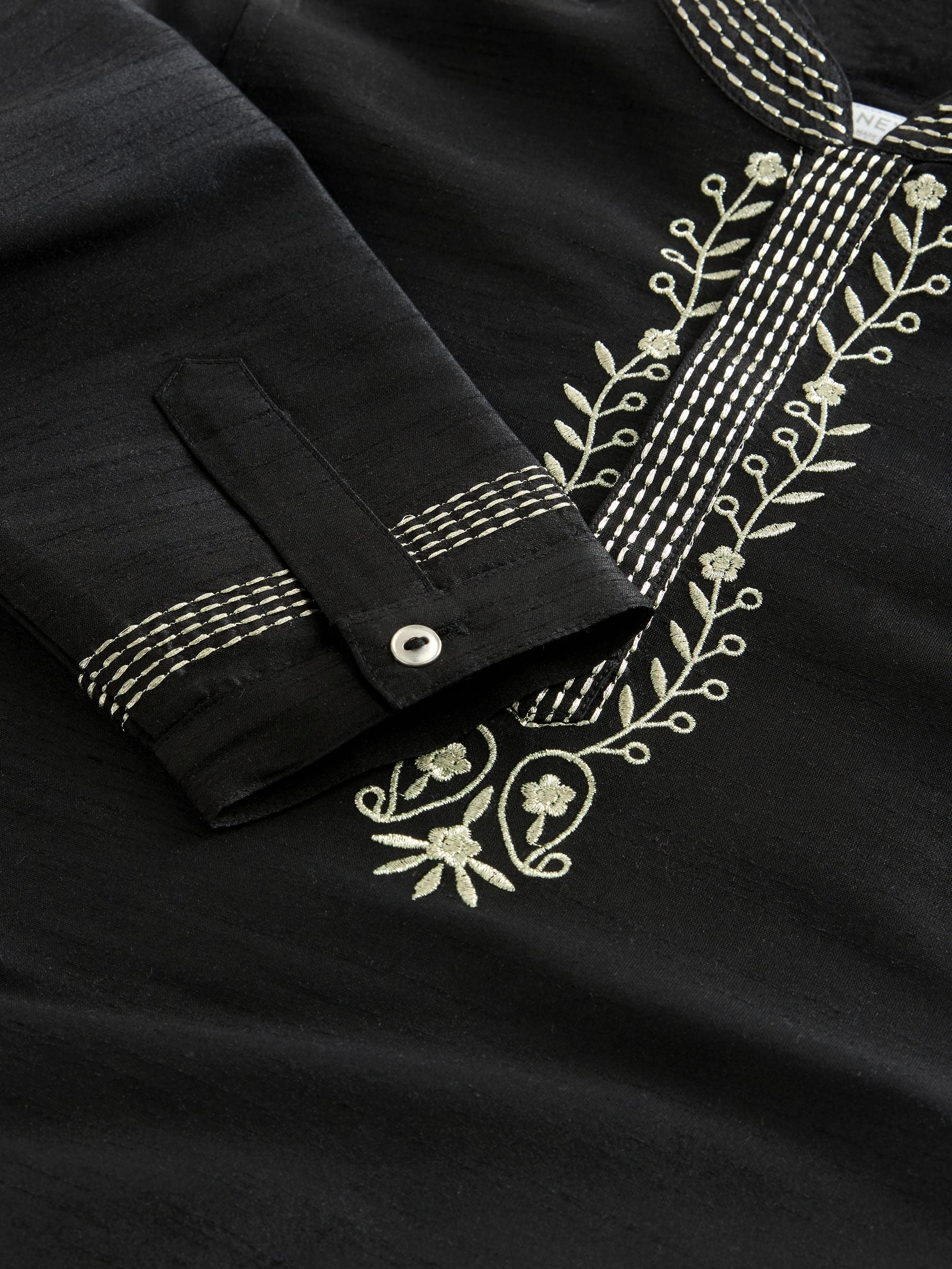 Dsiney Kidz - Black Embroidered Kurta Shirt (3mths-16yrs) (3mths-16yrs) image 4