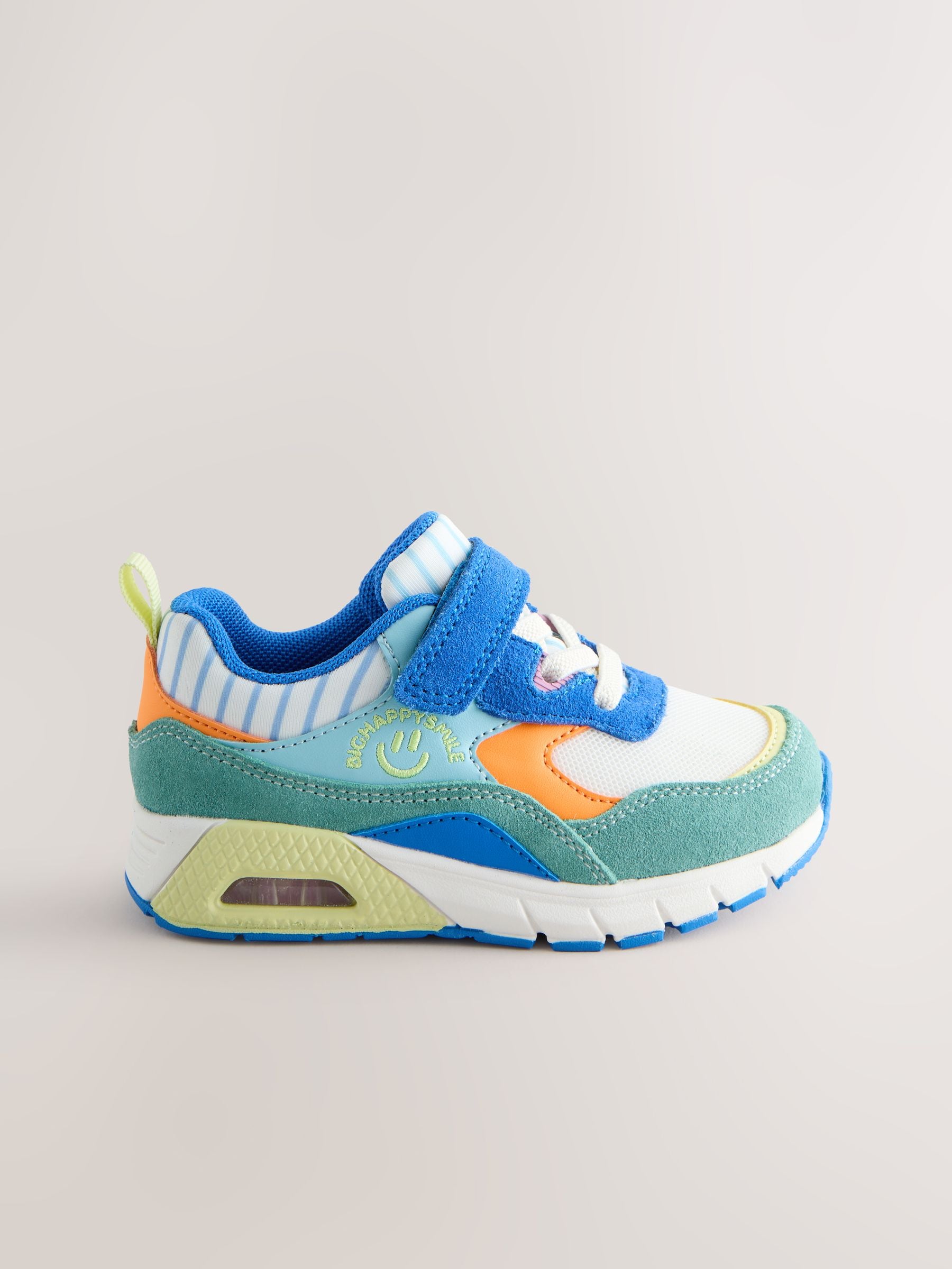 Blue/Green Wide Fit (G) Elastic Lace Trainers image 3