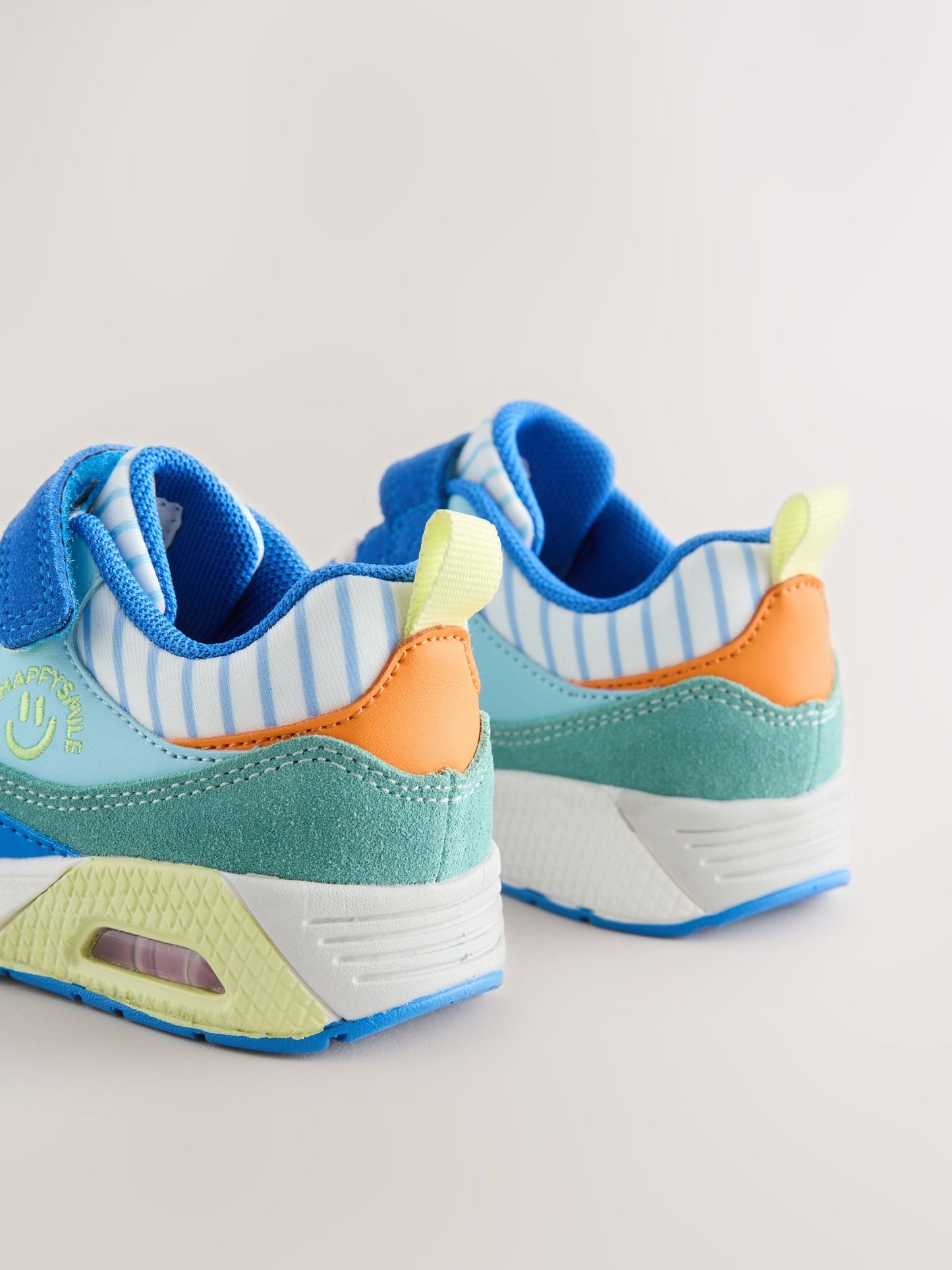 Blue/Green Wide Fit (G) Elastic Lace Trainers image 6