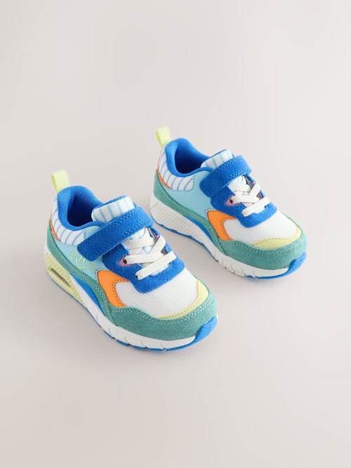 Blue/Green Wide Fit (G) Elastic Lace Trainers image 1