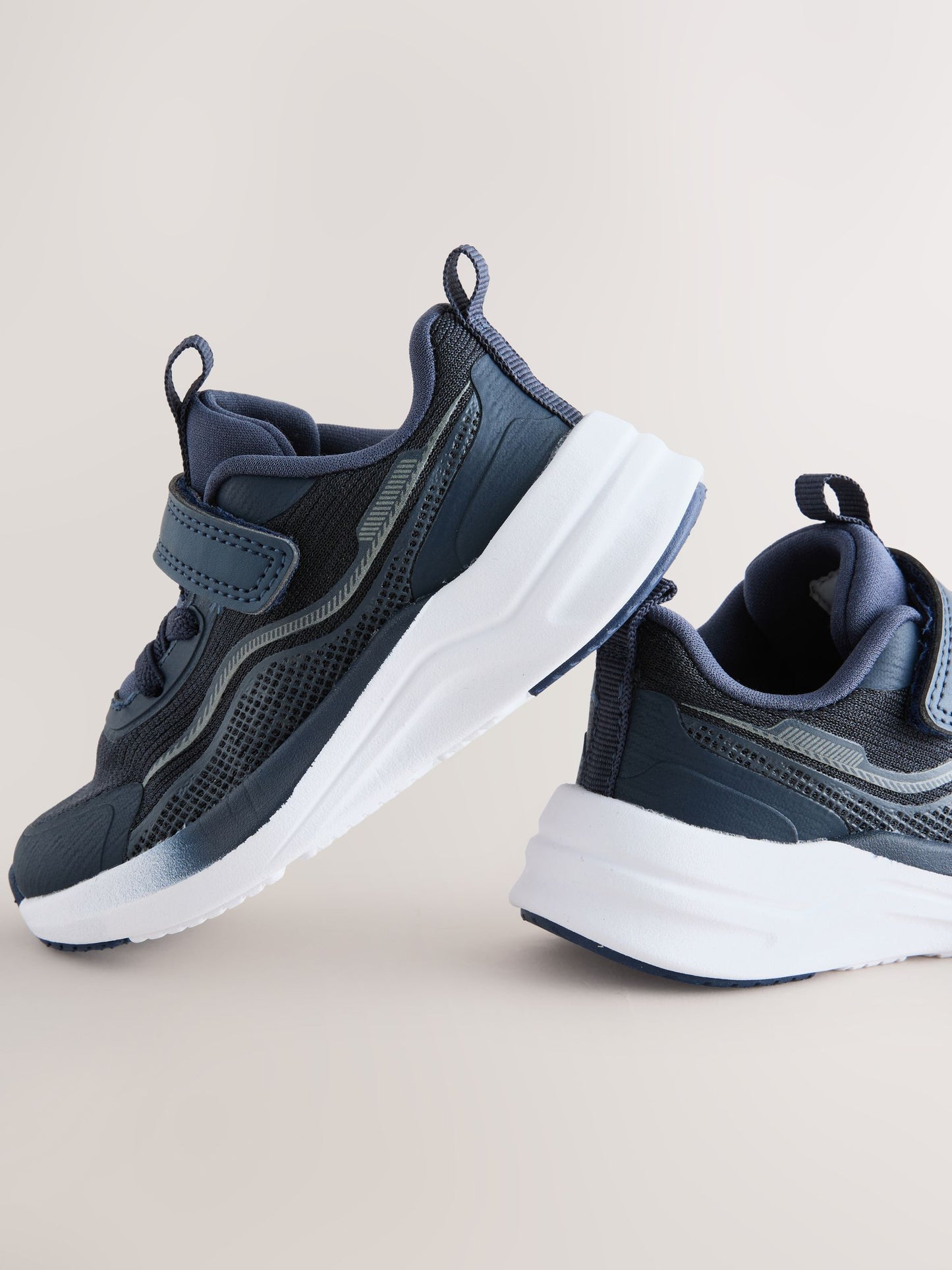 Navy Standard Fit (F) Touch Fastening Elastic Lace Trainers image 3