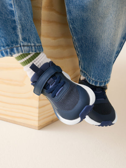 Navy Standard Fit (F) Touch Fastening Elastic Lace Trainers image 4