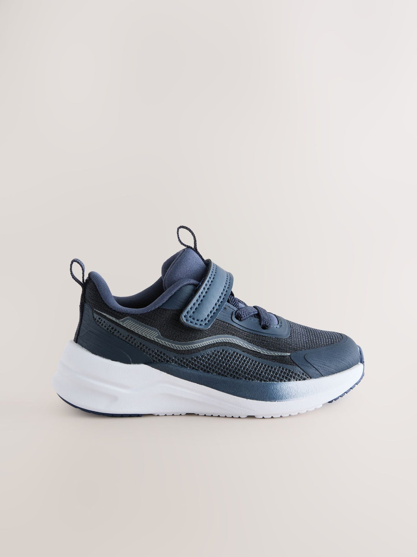 Navy Standard Fit (F) Touch Fastening Elastic Lace Trainers image 7