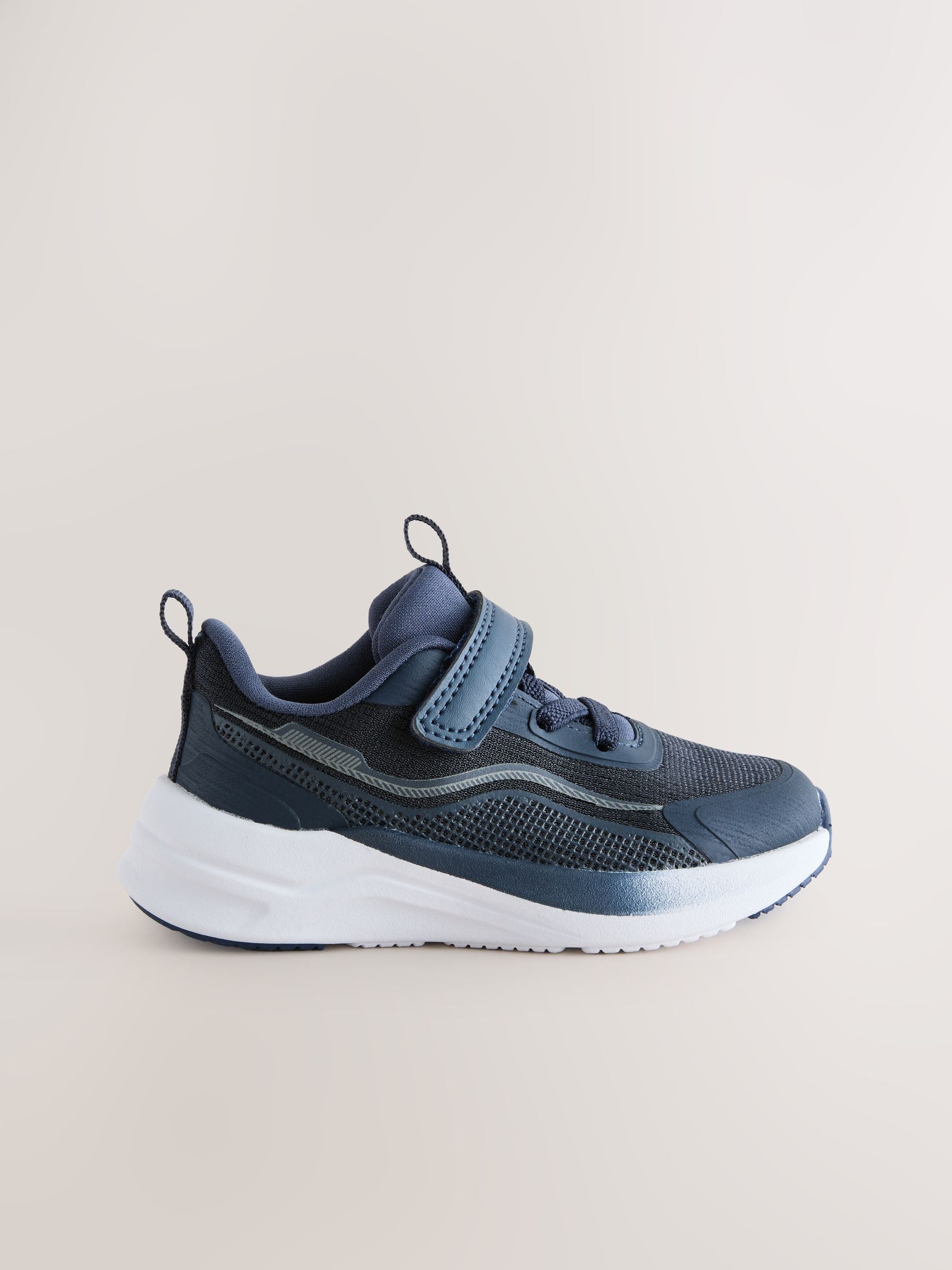 Navy Standard Fit (F) Touch Fastening Elastic Lace Trainers image 5
