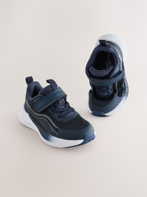 Navy Standard Fit (F) Touch Fastening Elastic Lace Trainers image 1