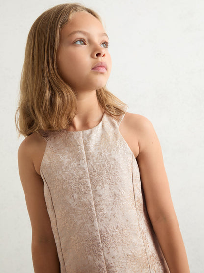 Reiss Silver Celia 9-13 yrs Metallic Jacquard Shift Dress - image 1