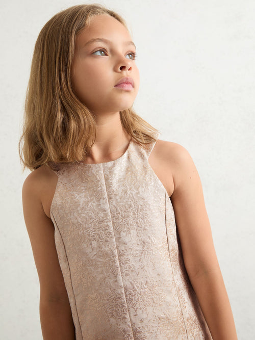 Reiss Silver Celia 9-13 yrs Metallic Jacquard Shift Dress - image 1