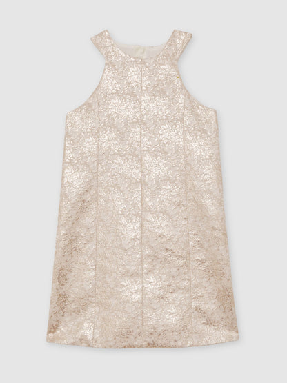 Reiss Silver Celia 9-13 yrs Metallic Jacquard Shift Dress - image 2