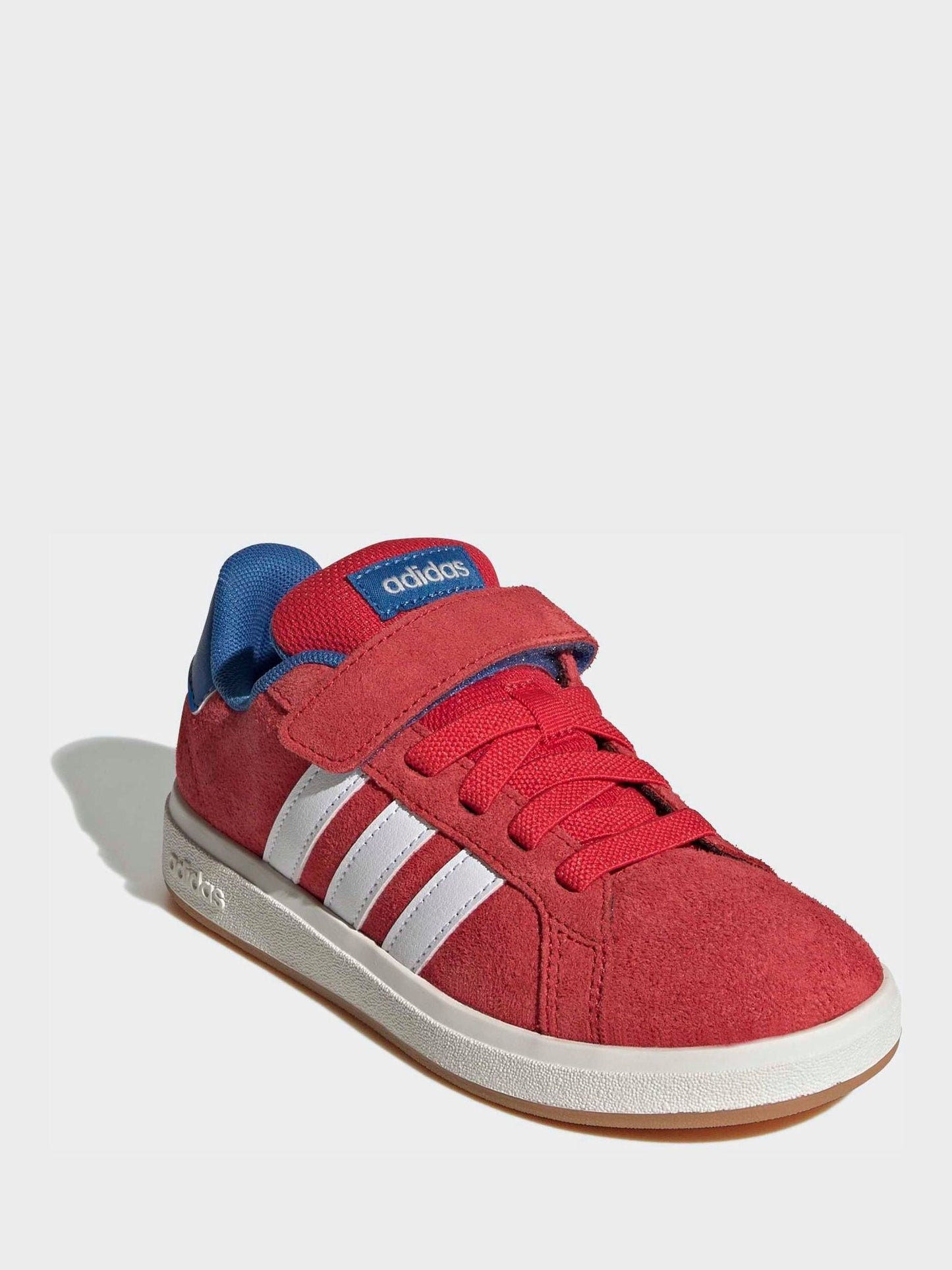 adidas Red Grand Court 00s Suede Elastic Lace Kids Trainers image 1