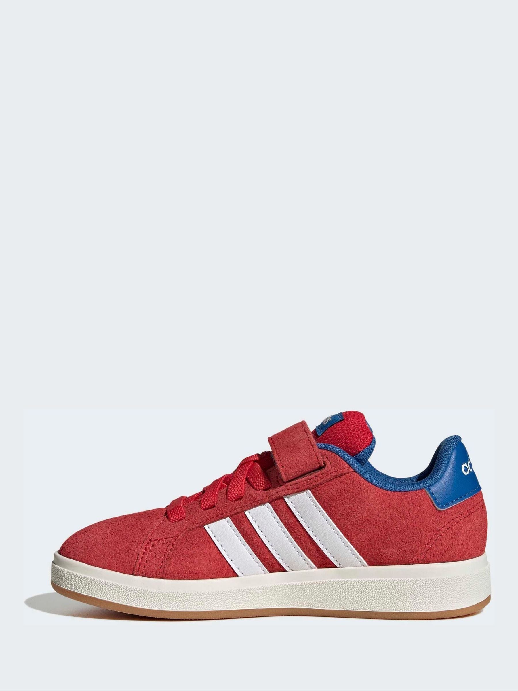 adidas Red Grand Court 00s Suede Elastic Lace Kids Trainers image 2