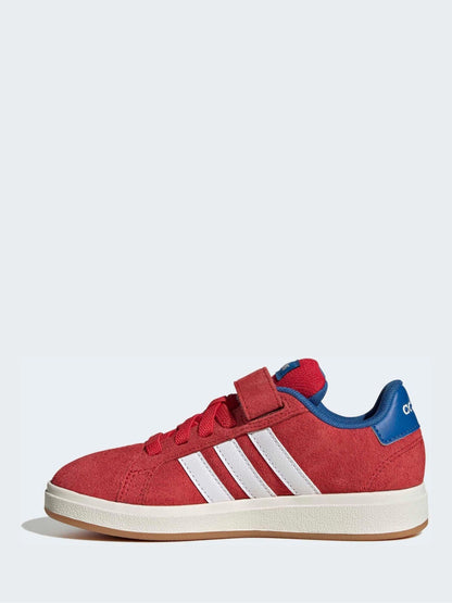 adidas Red Grand Court 00s Suede Elastic Lace Kids Trainers image 2