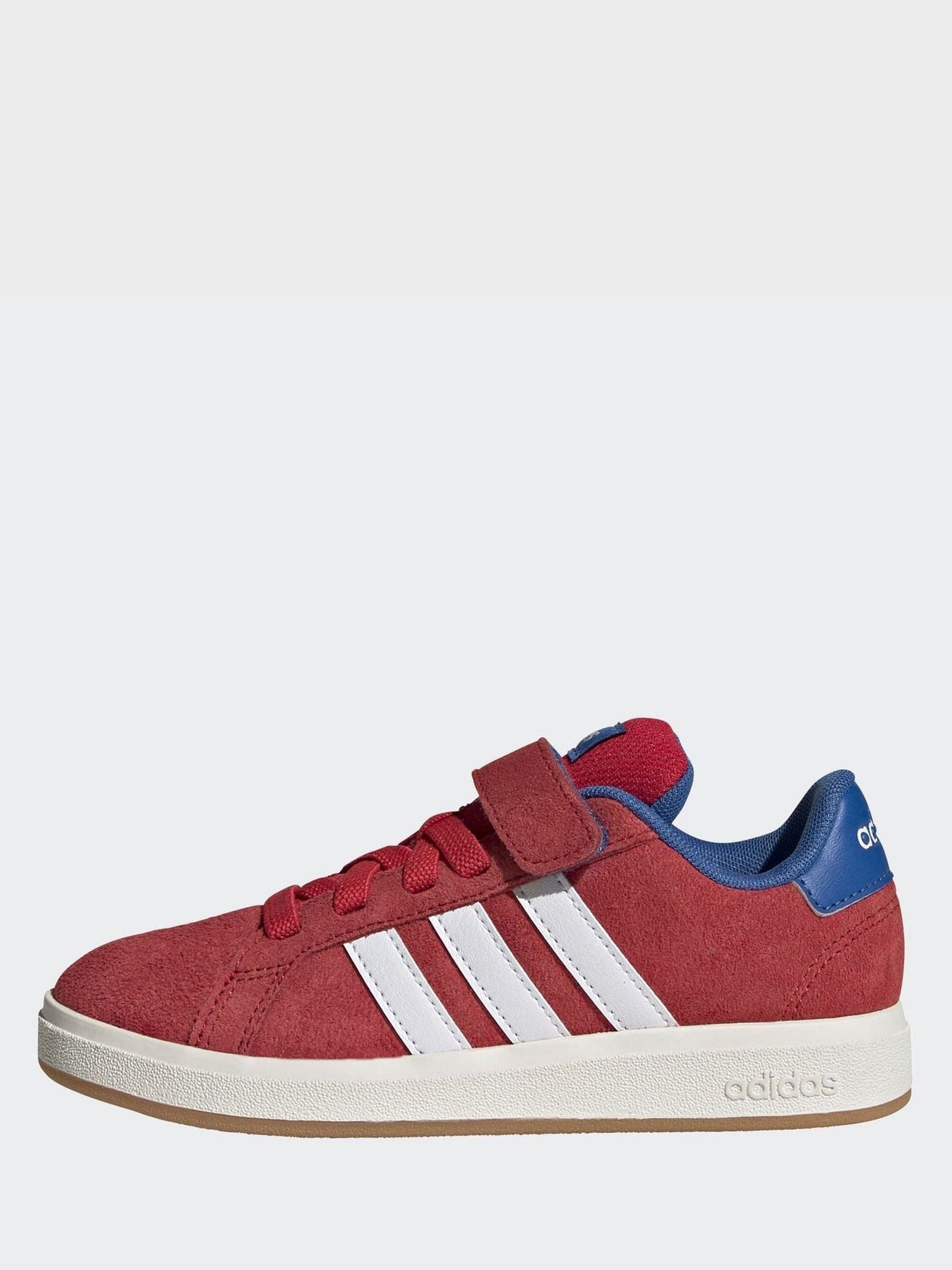 adidas Red Grand Court 00s Suede Elastic Lace Kids Trainers image 3