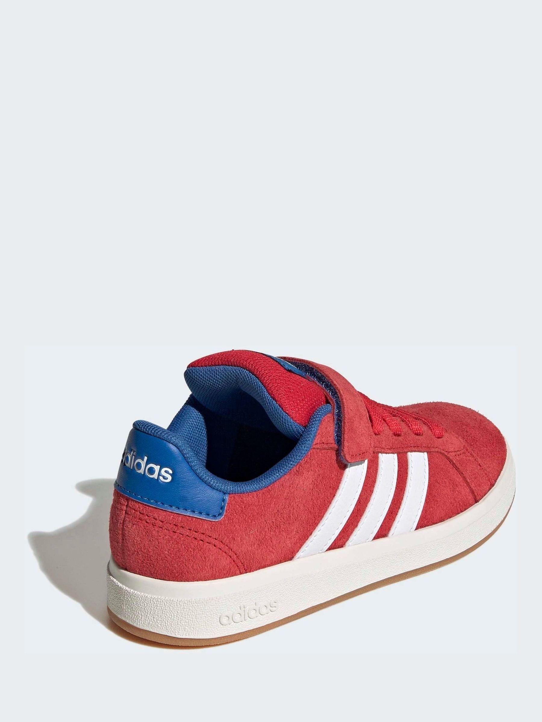 adidas Red Grand Court 00s Suede Elastic Lace Kids Trainers image 8
