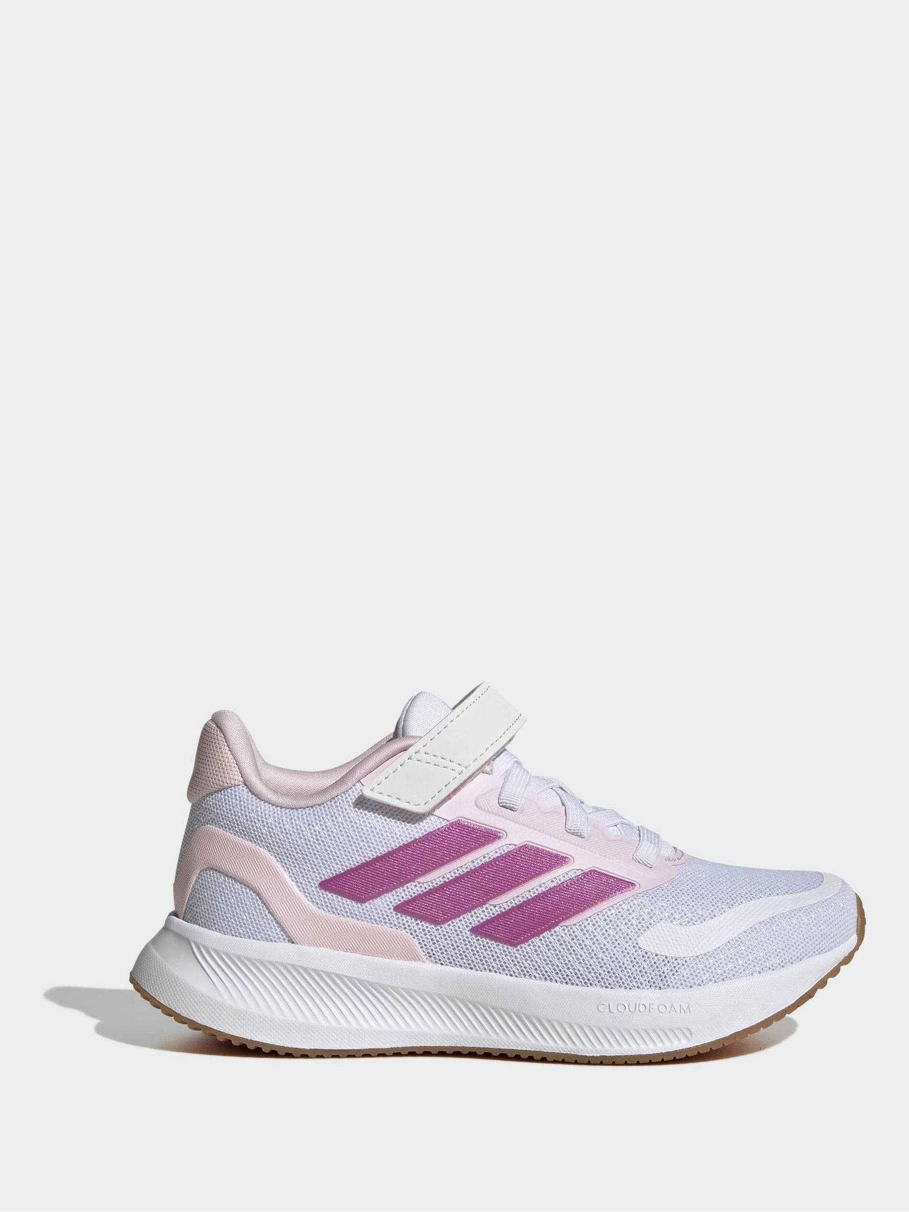 adidas White Runfalcon 5 Elastic Lace Running Kids Trainers image 2