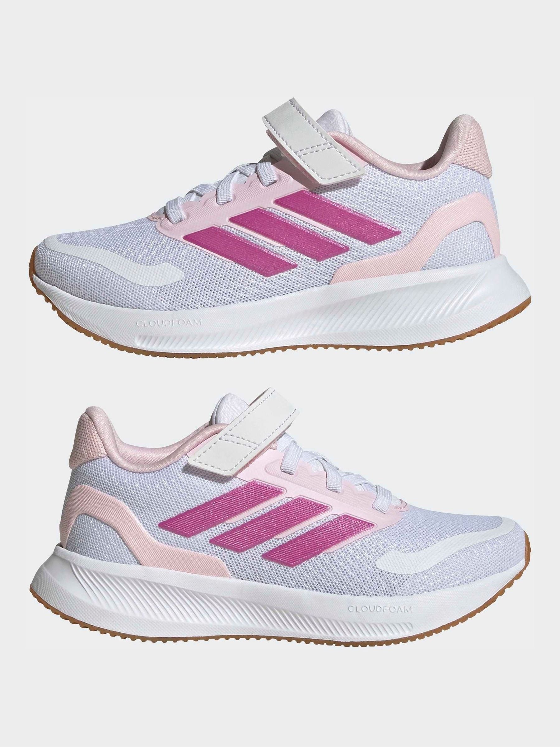 adidas White Runfalcon 5 Elastic Lace Running Kids Trainers image 3