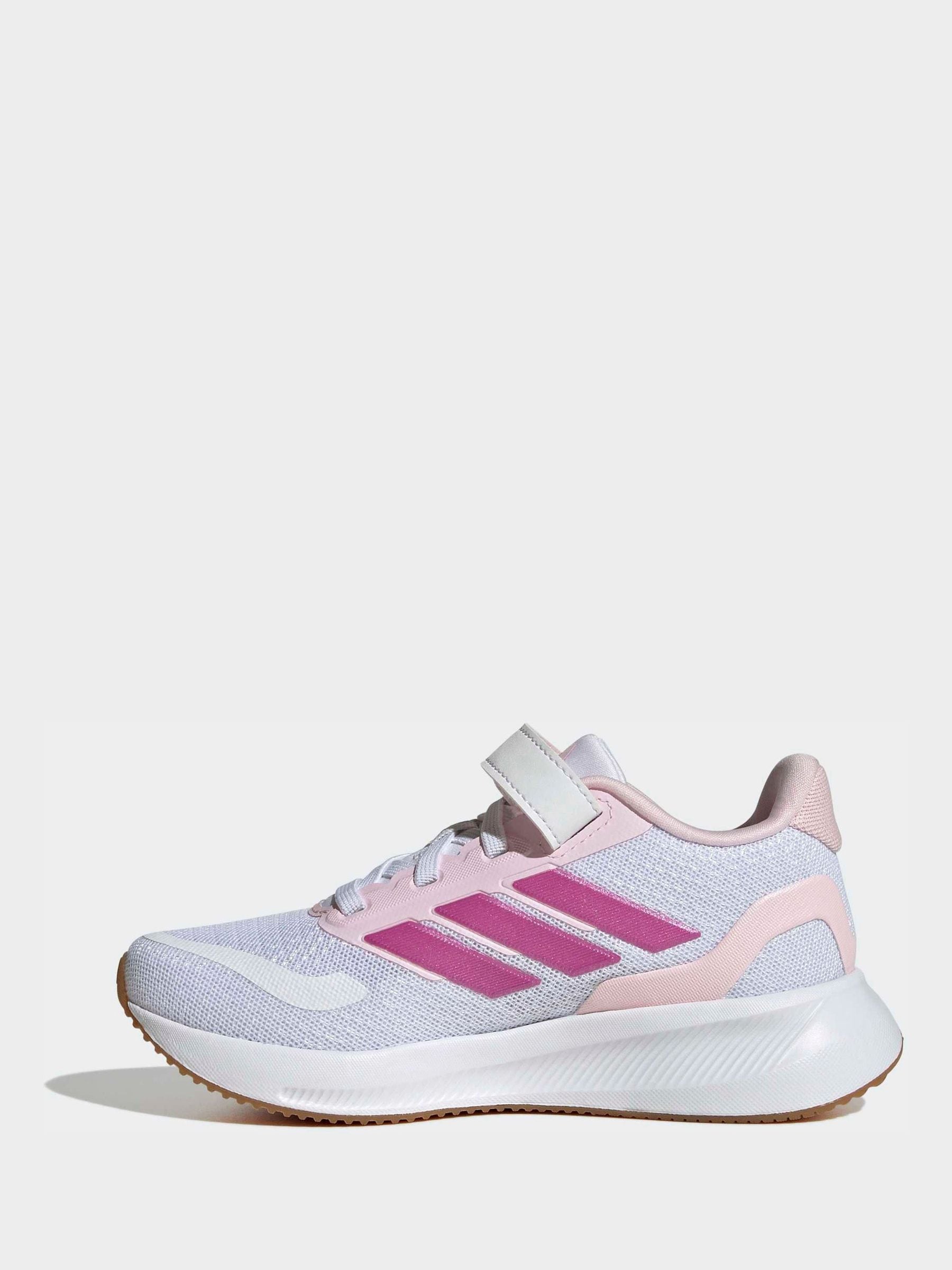 adidas White Runfalcon 5 Elastic Lace Running Kids Trainers image 8