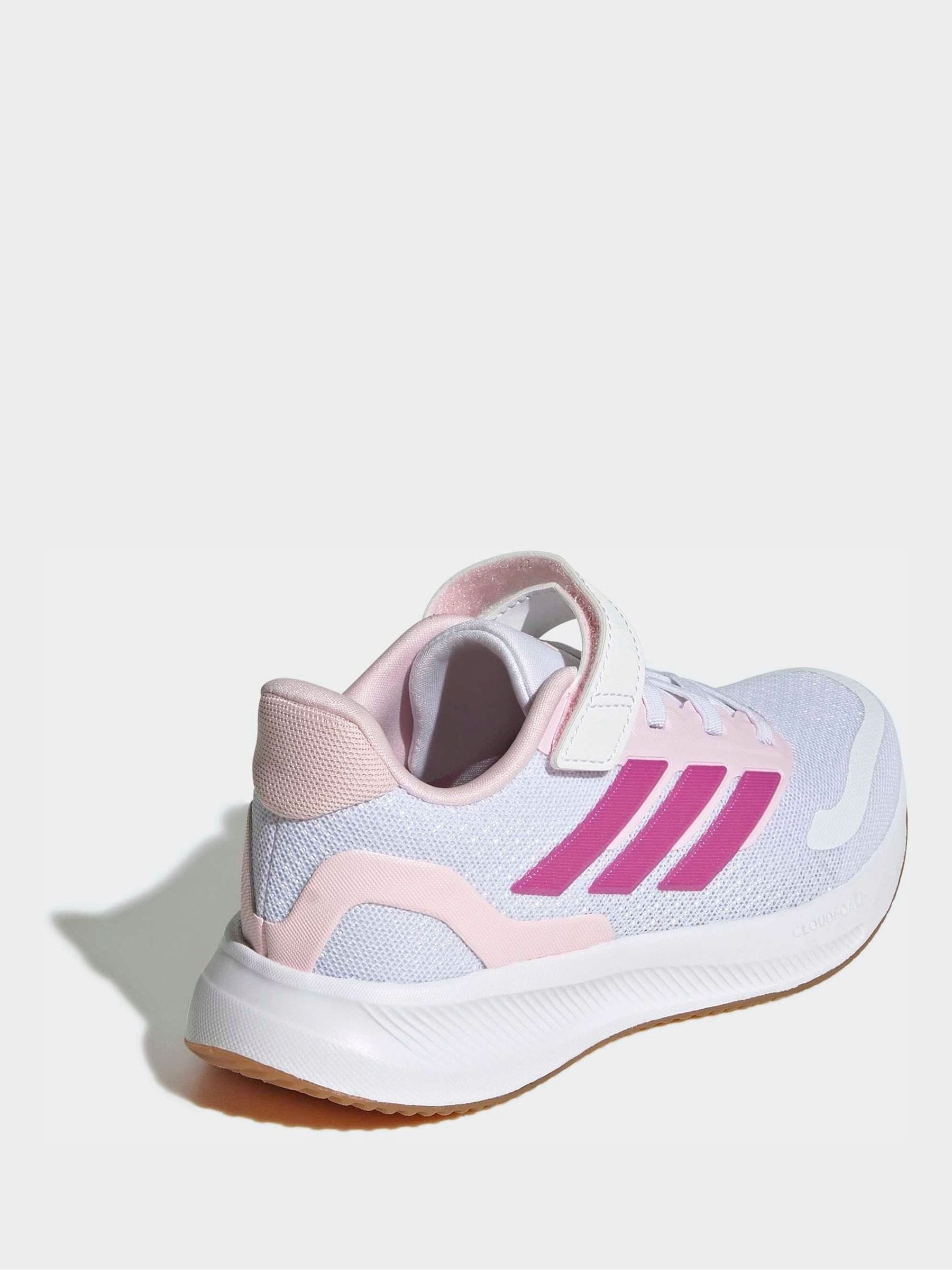 adidas White Runfalcon 5 Elastic Lace Running Kids Trainers image 9