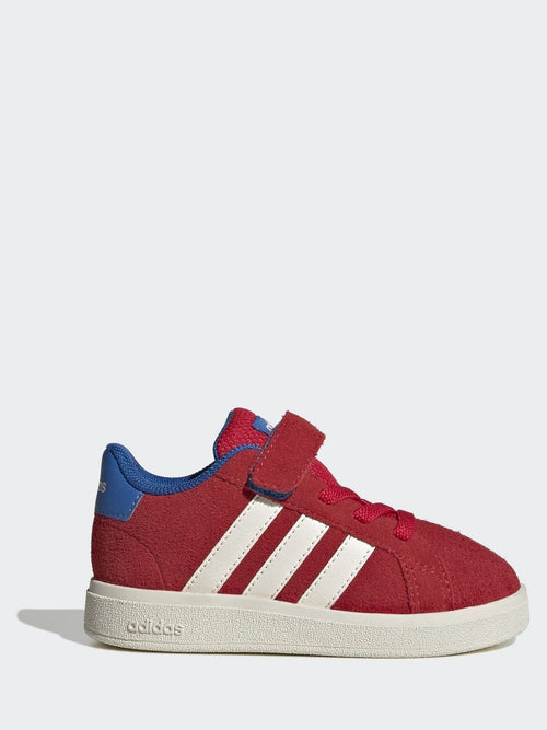 adidas Red/White Grand Court 2.0 Elastic Lace Infant Trainers image 1