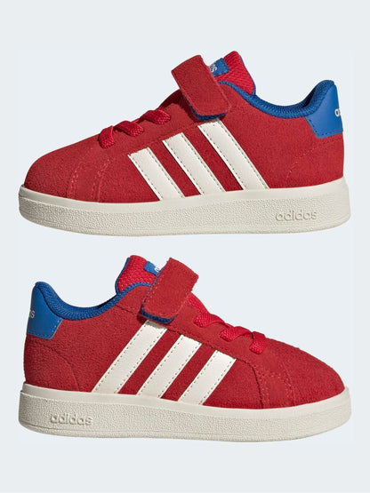 adidas Red/White Grand Court 2.0 Elastic Lace Infant Trainers image 5