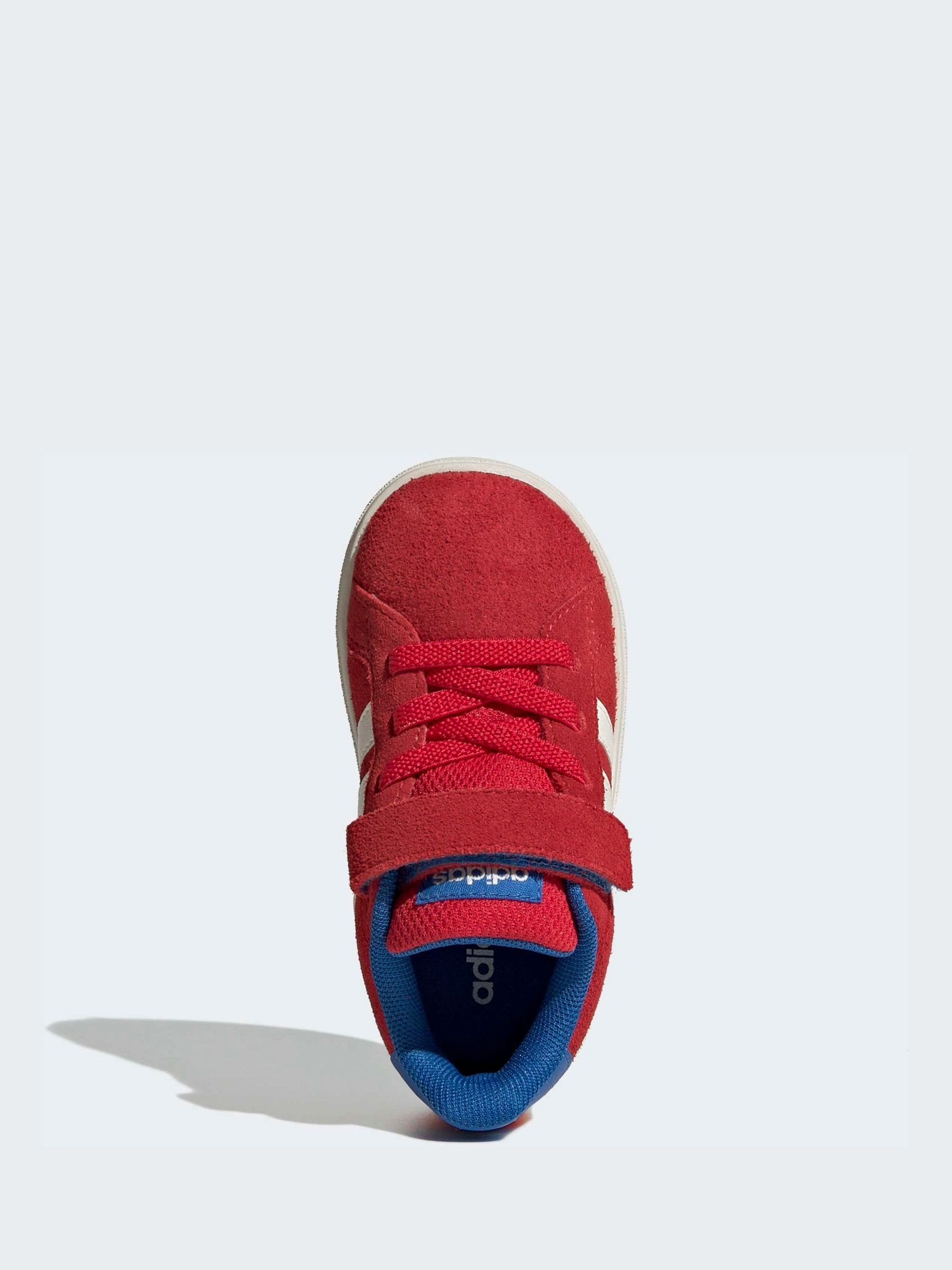 adidas Red/White Grand Court 2.0 Elastic Lace Infant Trainers image 6