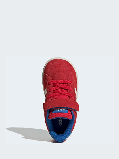 adidas Red/White Grand Court 2.0 Elastic Lace Infant Trainers image 6
