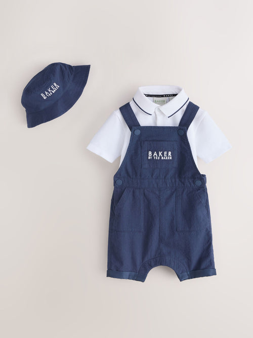 Baker by Ted Baker Seersucker Dungaree,Polo Shirt and Hat Set image 1