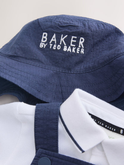 Baker by Ted Baker Seersucker Dungaree,Polo Shirt and Hat Set image 5