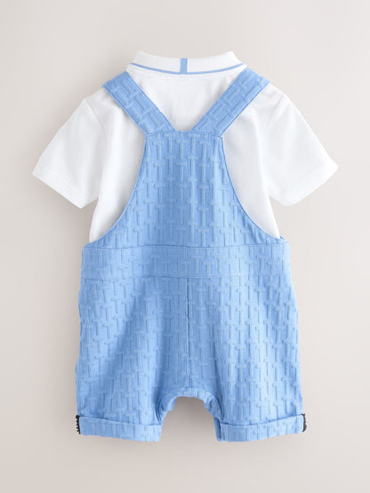 Baker by Ted Baker 'T' Texture Dungaree and Polo Shirt Set image 2