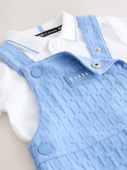 Baker by Ted Baker 'T' Texture Dungaree and Polo Shirt Set image 5