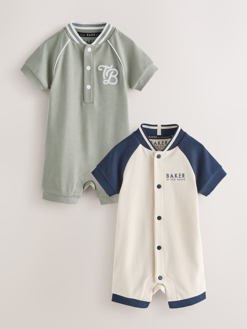 Baker by Ted Baker Blue/Stone Varsity Rompers 2 Pack image 1