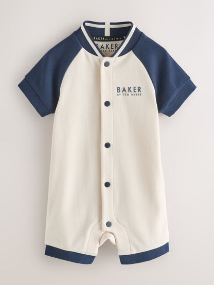Baker by Ted Baker Blue/Stone Varsity Rompers 2 Pack image 4