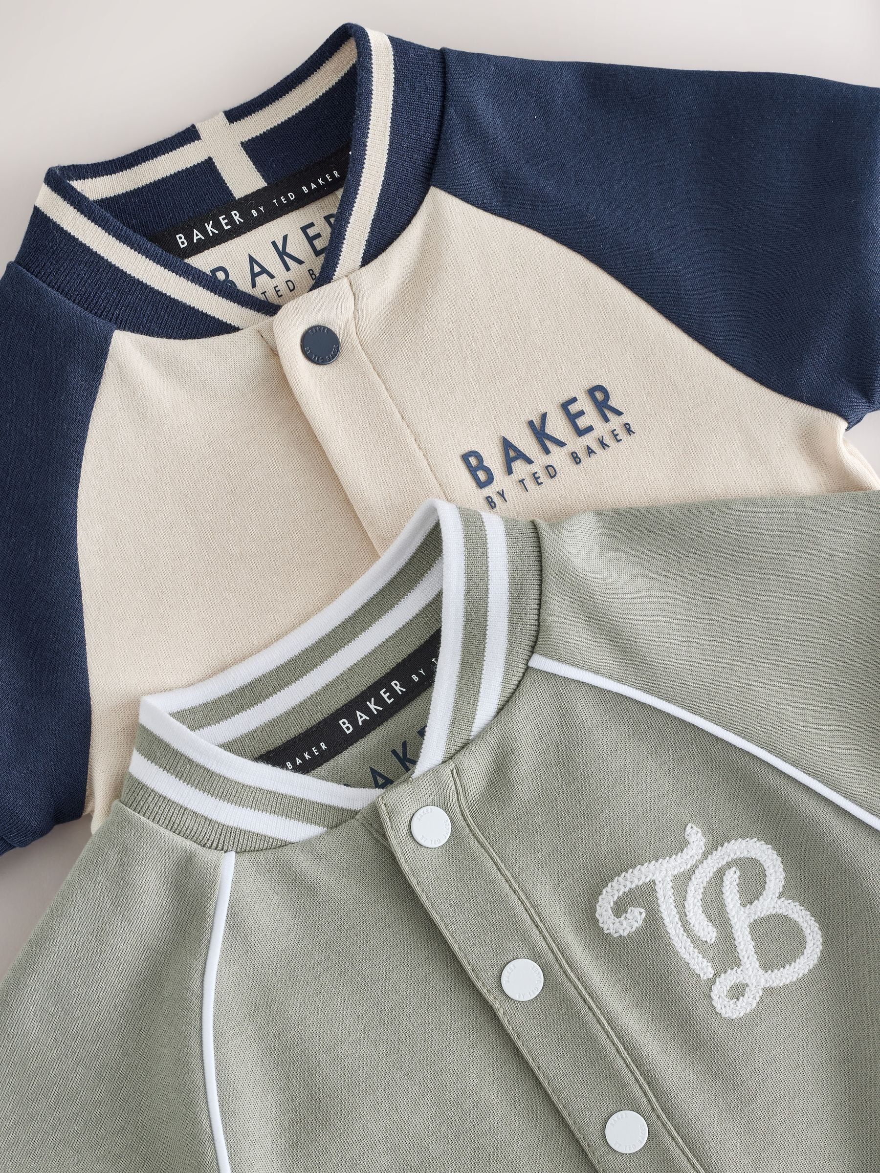 Baker by Ted Baker Blue/Stone Varsity Rompers 2 Pack image 5