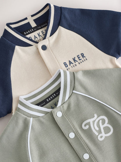 Baker by Ted Baker Blue/Stone Varsity Rompers 2 Pack image 5