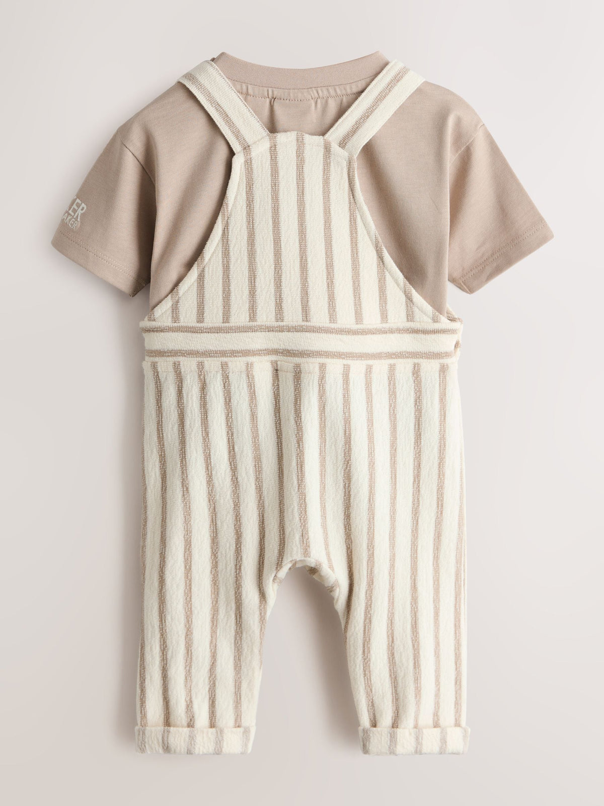 Baker by Ted Baker Stone Striped Dungaree and Short Sleeve T-Shirt Set image 3