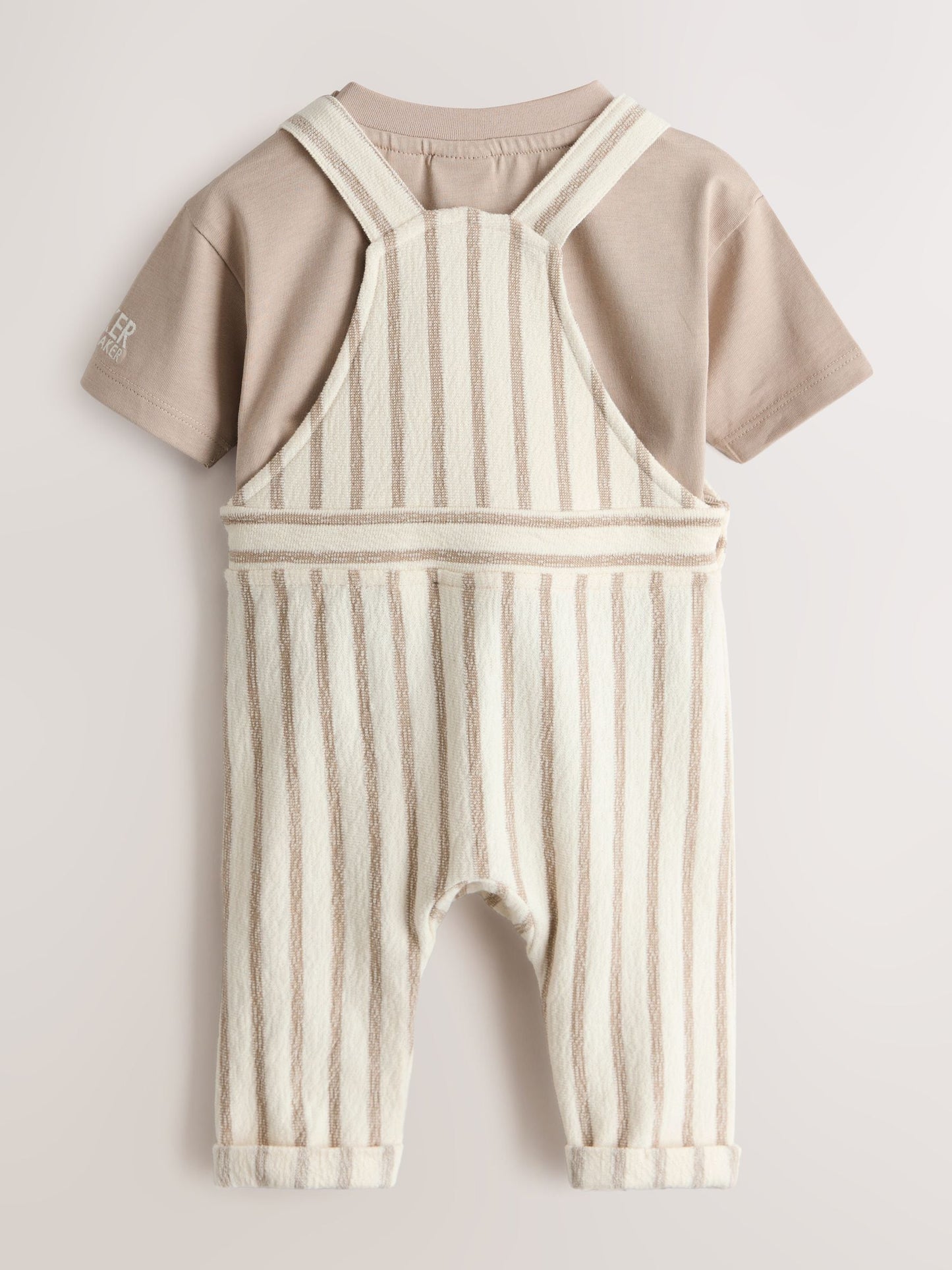 Baker by Ted Baker Stone Striped Dungaree and Short Sleeve T-Shirt Set image 3