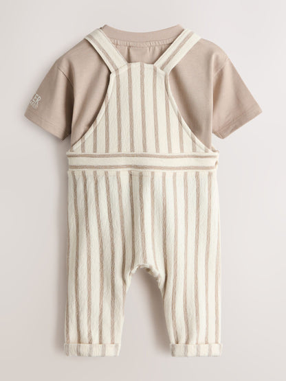Baker by Ted Baker Stone Striped Dungaree and Short Sleeve T-Shirt Set image 3