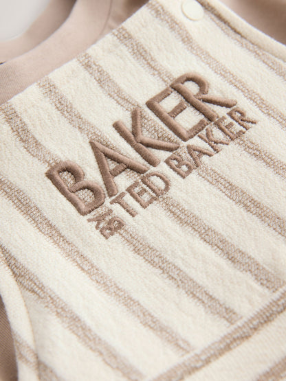 Baker by Ted Baker Stone Striped Dungaree and Short Sleeve T-Shirt Set image 4