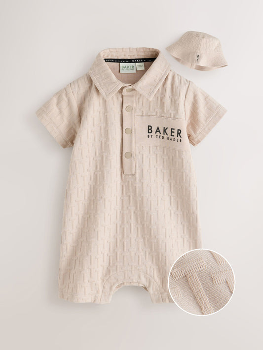 Baker by Ted Baker Textured Romper and Hat Set image 1