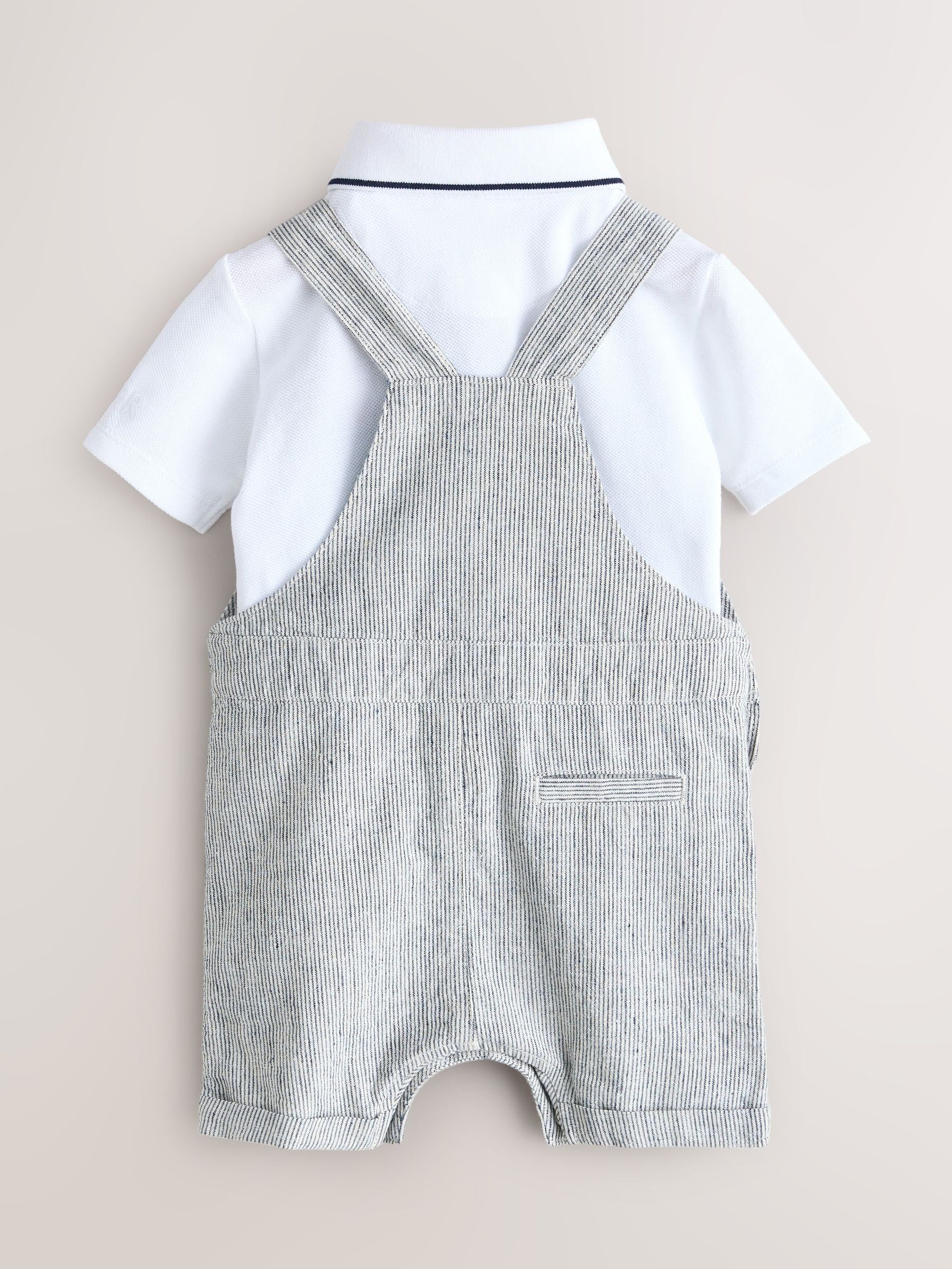 Baker by Ted Baker Stripe Dungaree and Polo Shirt Set image 2