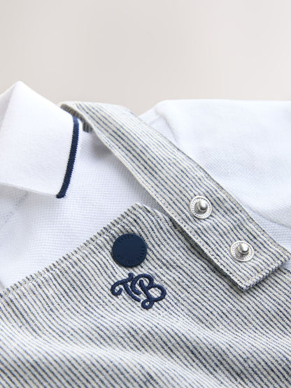 Baker by Ted Baker Stripe Dungaree and Polo Shirt Set image 4