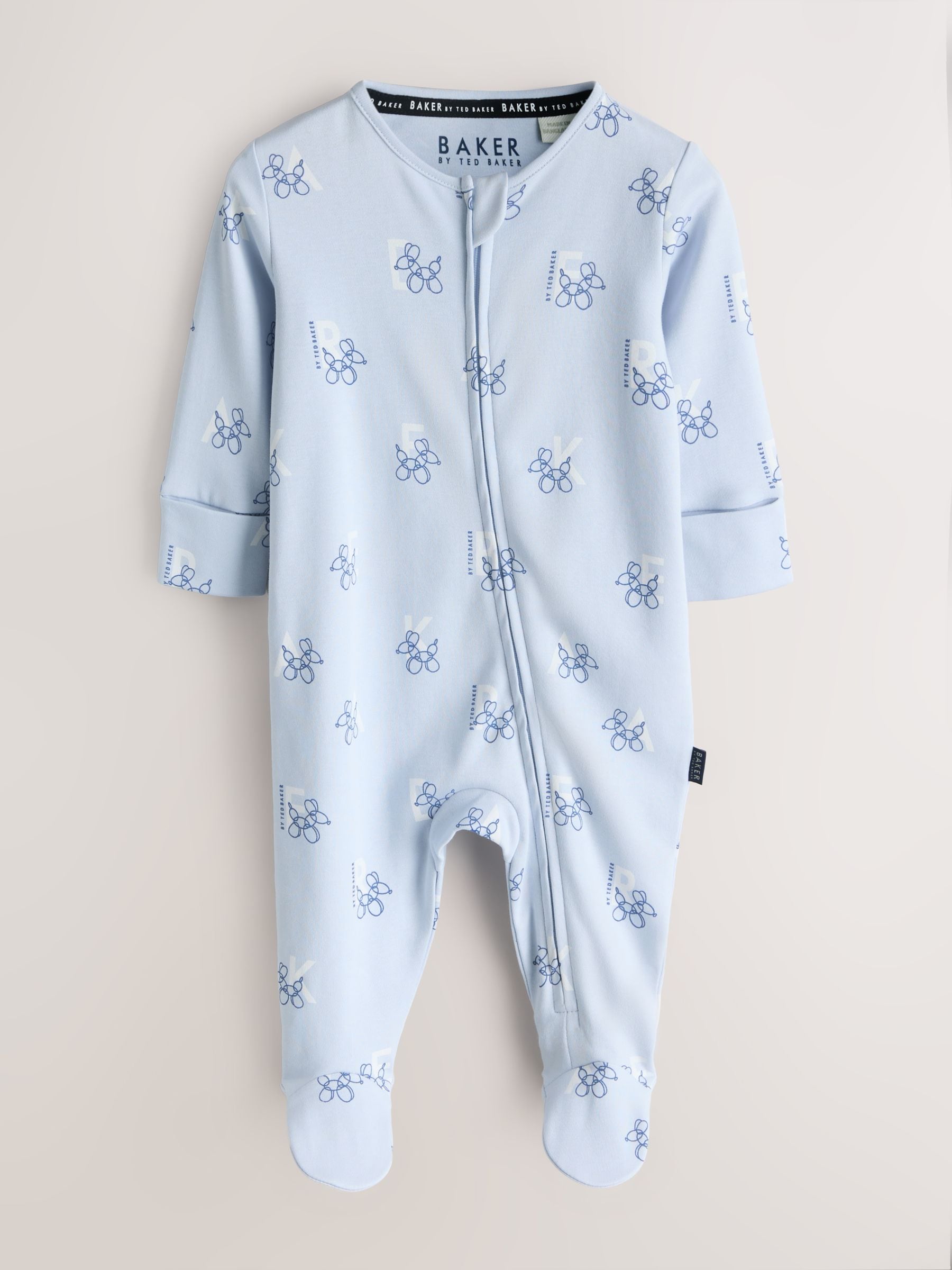 Baker by Ted Baker Blue/Grey Baker by Ted Baker 3 Pack Sleepsuits image 4