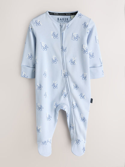 Baker by Ted Baker Blue/Grey Baker by Ted Baker 3 Pack Sleepsuits image 4