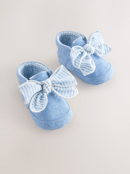 Blue Baby Floral Print Boots (0-18mths) image 1