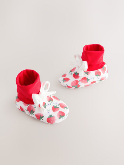 Red Strawberry Baby Sock Top Boots (0-18mths) image 1