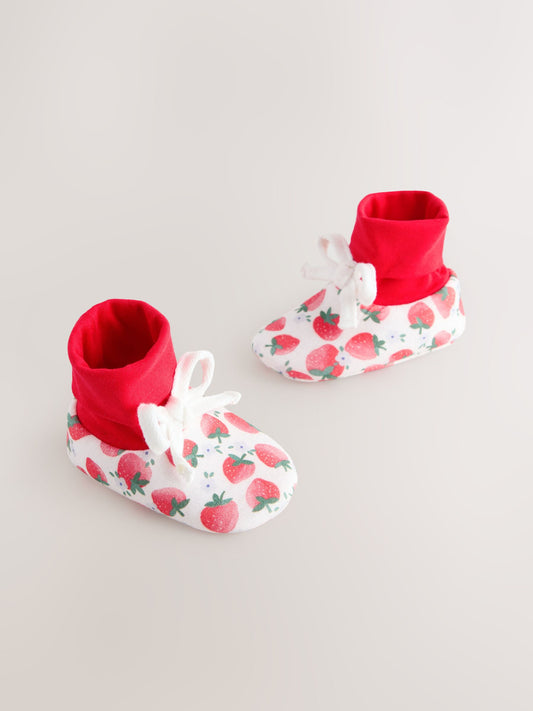 Red Strawberry Baby Sock Top Boots (0-18mths) image 1