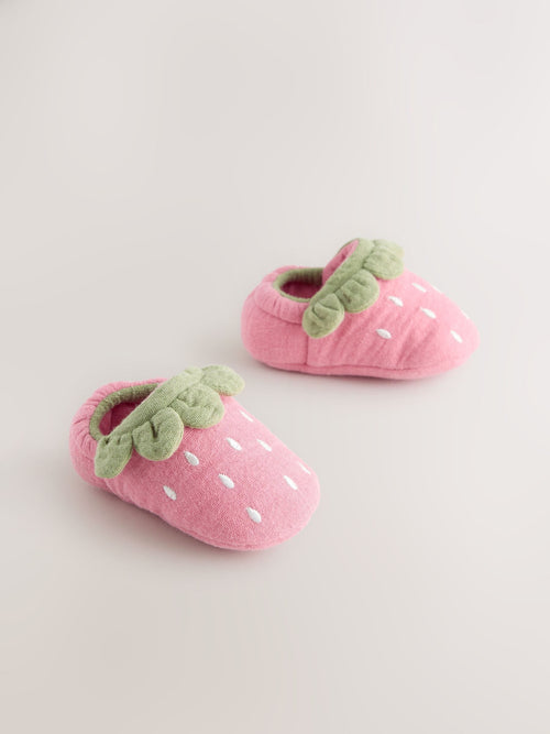 Pink Strawberry Baby Slip-On Shoes (0-18mths) image 1