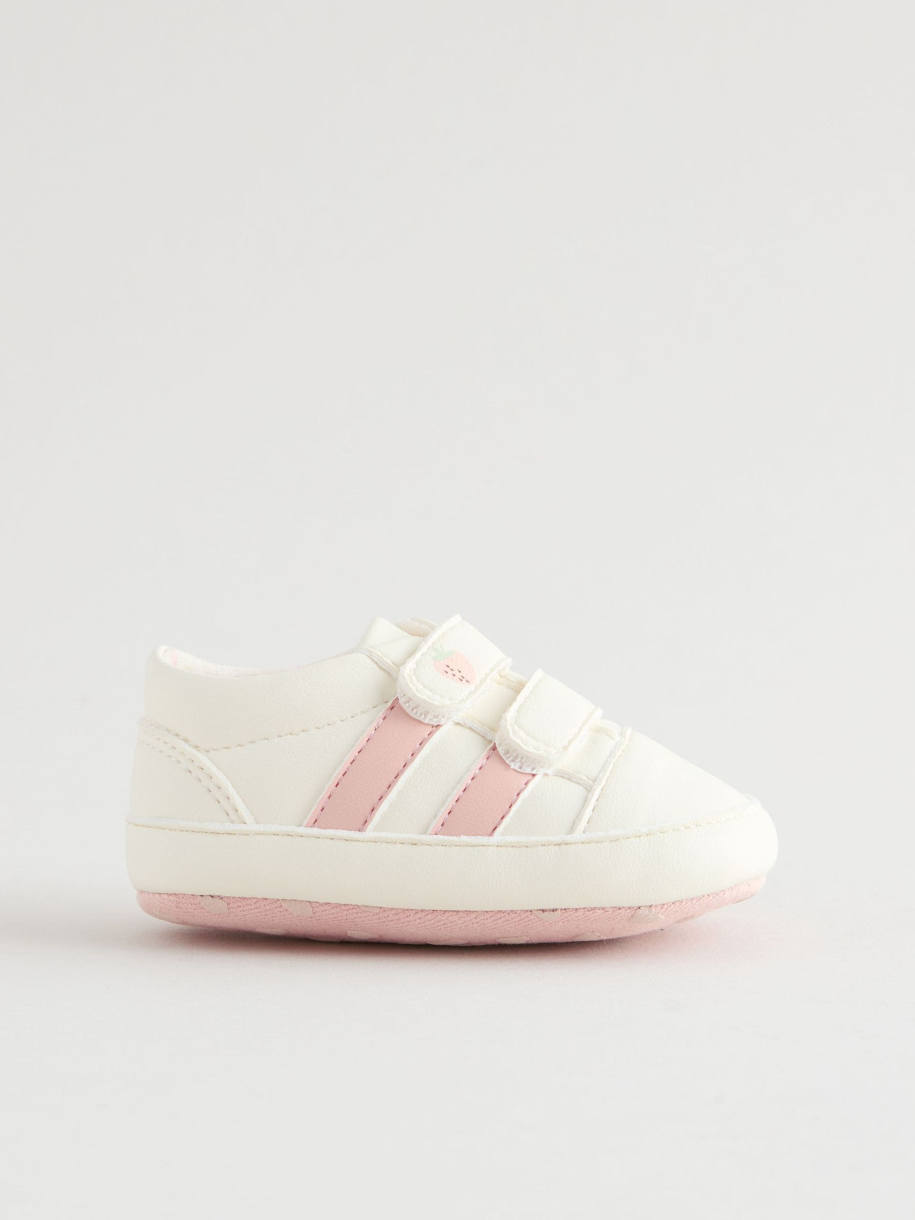 White/Pink Touch Fasten Baby Trainers (0-24mths) image 2