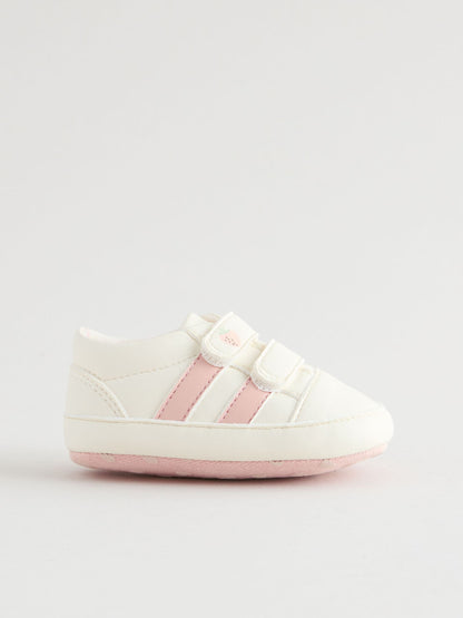 White/Pink Touch Fasten Baby Trainers (0-24mths) image 2