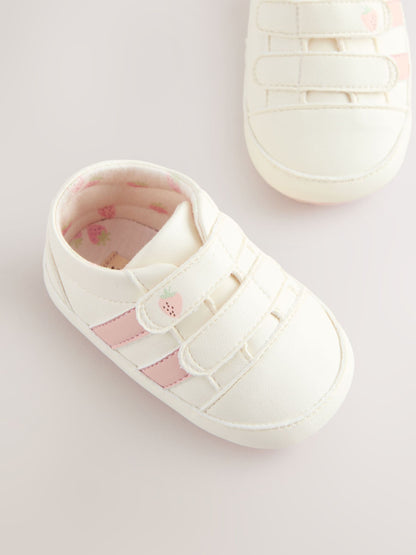 White/Pink Touch Fasten Baby Trainers (0-24mths) image 4