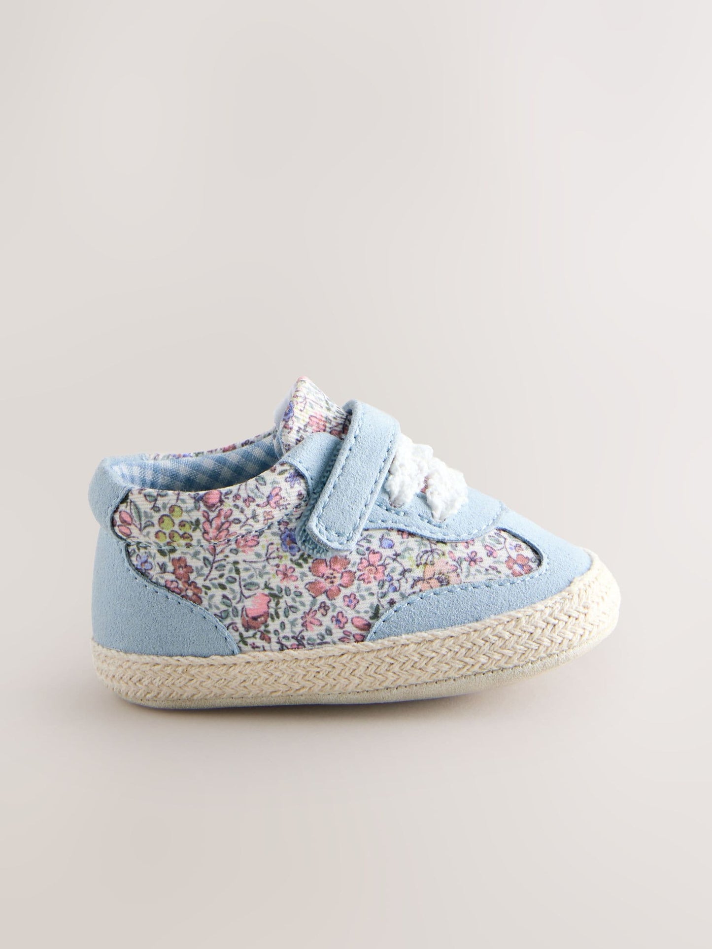 Blue Floral Baby Touch Fasten Trainers (0-24mths) image 3